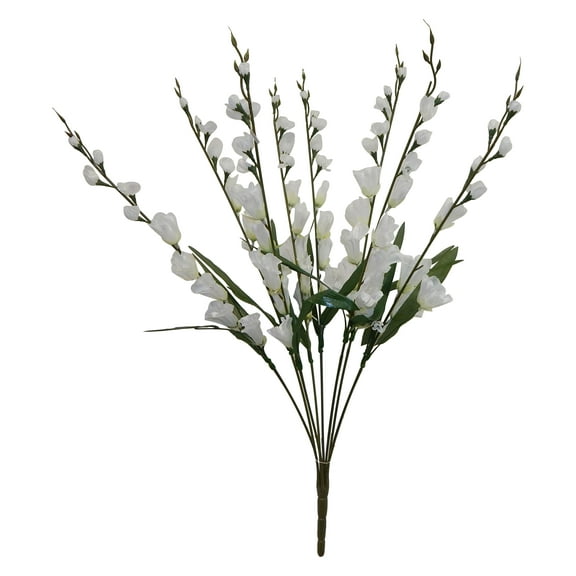 White Bells of Ireland 32in Artificial Polysilk Faux Fake Flower Shell Flower Bush for Craft Home Garden Outdoor Bouquet Arrangement Ceremony Wedding Arch Floral Wall Aisle Decor (White, Set of 2)