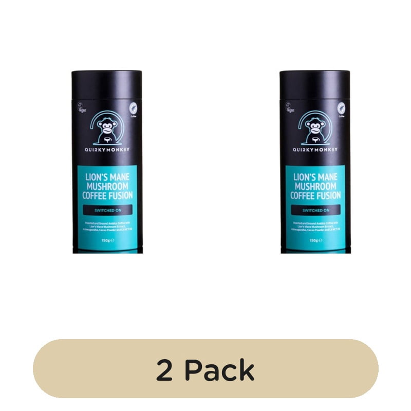 QuirkyMonkey Lion's Mane Mushroom Coffee Fusion (Switched On) 150g, British Import (Pack of 2)