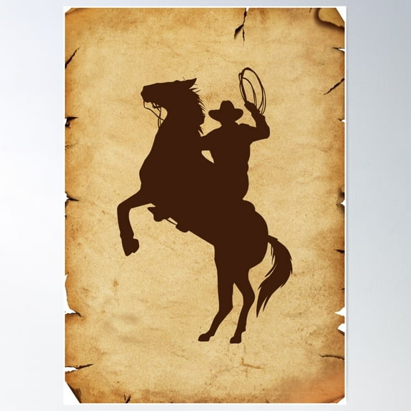 Simple Rustic Western Cowboy Horse Pattern Poster Wall Art, Modern Wall Decor For Living Room Bedroom, 12x18 UNFRAMED