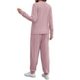 thumbnail image 5 of UVN Two Piece Sets for Women Casual Outfits Sets Textured Long Sleeve Shirts and Long Pants Lounge Set Fall Pajama Sets with Pockets, 5 of 9