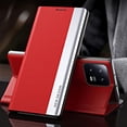 thumbnail image 2 of Thin Slim Flip Case for Xiaomi 13 Pro with Stand, Business PU Leather Shockproof Protective Phone Cover Case for Xiaomi 13 Pro CX Red, 2 of 11