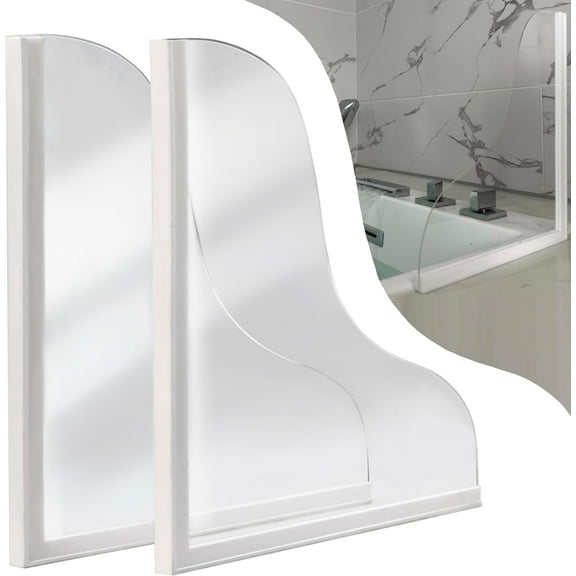 Shower splash guard, bathtub large splash guard, consisting of silicone base and acrylic sheet, keep water in the shower or bathtub, shower corner splash guard