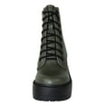 thumbnail image 4 of Soda Women Chunky Thick High Heels Combat Lug Sole Ankle Boots Platform Lace Up Booties Side Zipper Volume-S Green Khaki 8.5, 4 of 4