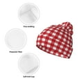 thumbnail image 3 of Lsque Red Checkboard Pattern Knitted Beanie, Unisex Winter Hat, Knit Hat Winter Beanies Thick Fisherman Beanies Cuffed Plain Skull Caps, 3 of 6