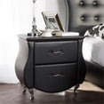 thumbnail image 2 of Baxton Studio Erin 2 Drawer Faux Leather Nightstand in Black, 2 of 4