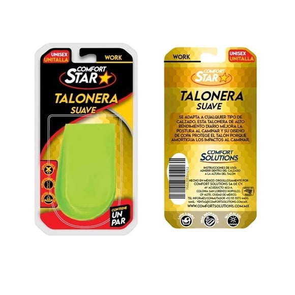 Talonera Comfort Star Unitalla Unisex Verde 1 Par