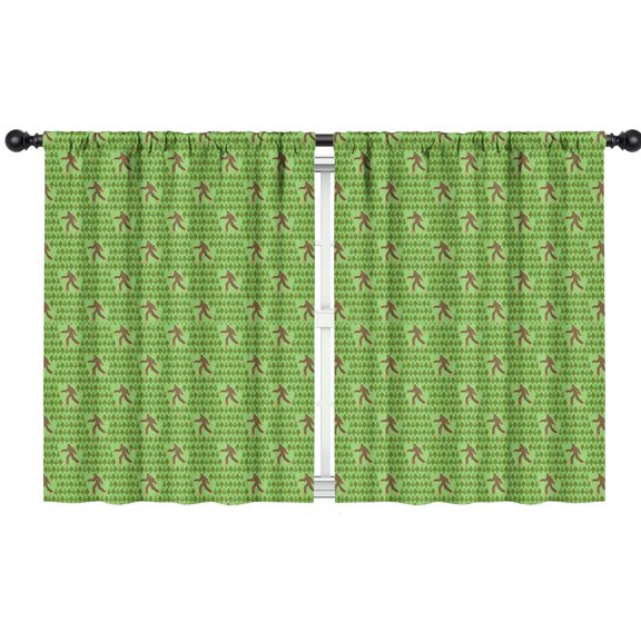 Blackout Kids Curtains,Green Bigfoot Pattern Childrens Insulated Curtains Set Of 2,Bedroom Essentials,Toddler Room Decor 42x54in(106x137cm)