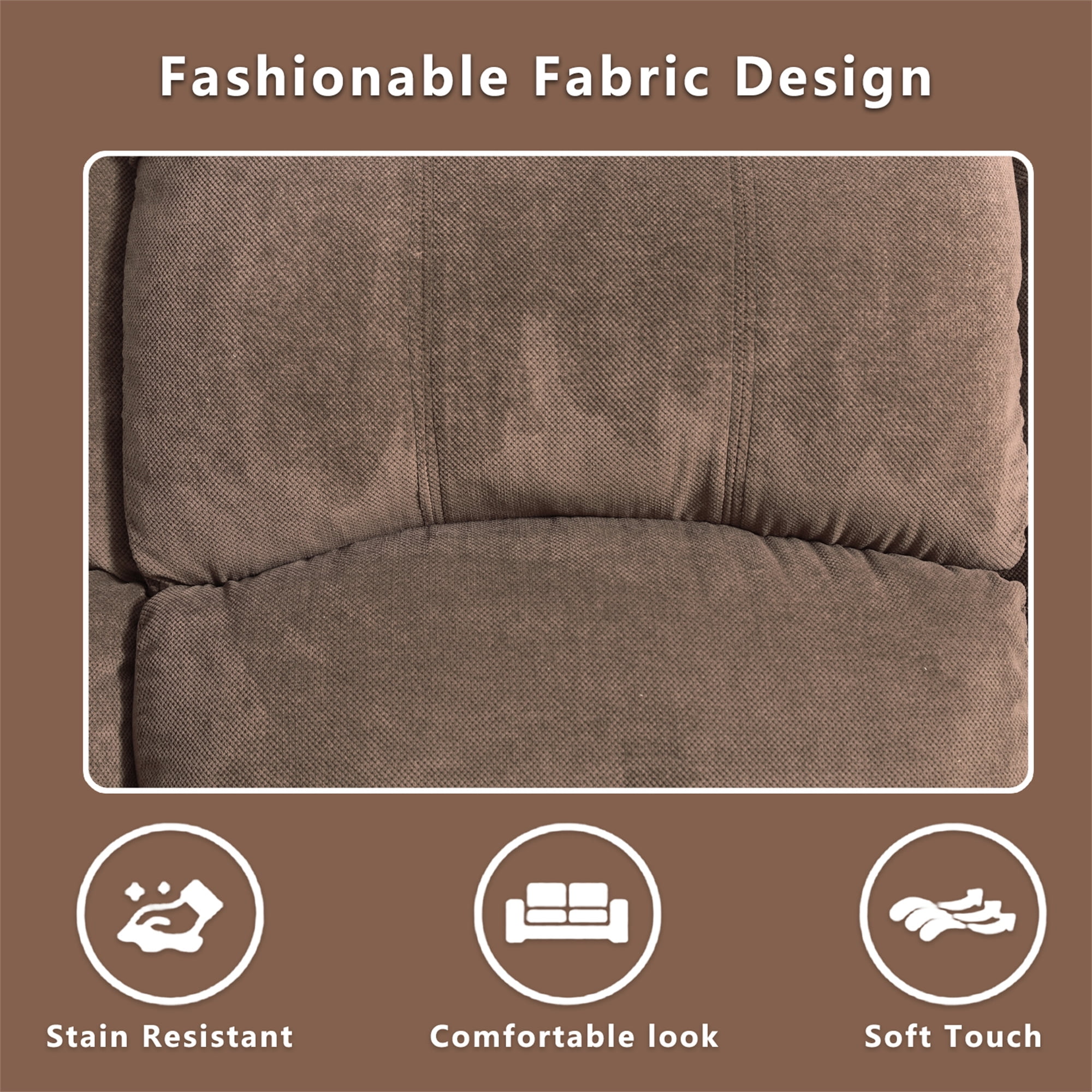 Aukfa Double Manual Recliner Chair, Overstuffed Loveseat with Cupholder for Living Room, Brown