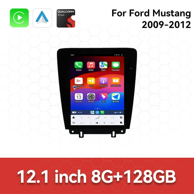 TPXINXIN for Ford Mustang 2009-2012 Android 13 Car Radio 12.1 inch Screen Navigation Device Wireless GPS Multimedia Player Carplay with