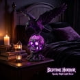 thumbnail image 5 of sruoe LED Light Up Crow Skull Statue, Resin Raven On Glowing Skull Figurine, halloween table decorations, halloween home decor, halloween indoor decorations for shelf mantel bar counter, 5 of 7
