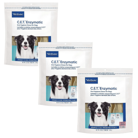 Virbac C.E.T. Enzymatic Dental Chews for Medium Dogs 26-50 lbs, 90 chews (3 Pack)