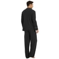 thumbnail image 2 of Vulcanodon Mens Cotton Pajama Set, Soft Lightweight Button Up Sleepwear with Pockets,(Black,XL), 2 of 5