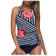 thumbnail image 4 of GEWSEY Swimsuit Tankini Top, Swim Top with Built in Bra, Pink Rose Gold Decorative Floral Tankini Tops Plus Size, Small Navy, S, 4 of 4