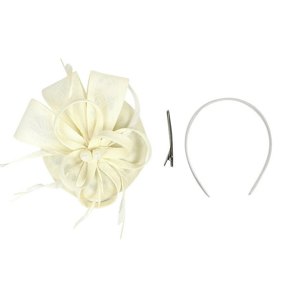 Ploknplq Fascinators Hats,Feather Hair Clip,Tea Party Hats,Headpieces Handmade Hair Wedding Fascinator Clip Headband,Feather Headpiece,Church Hats Beige One Size