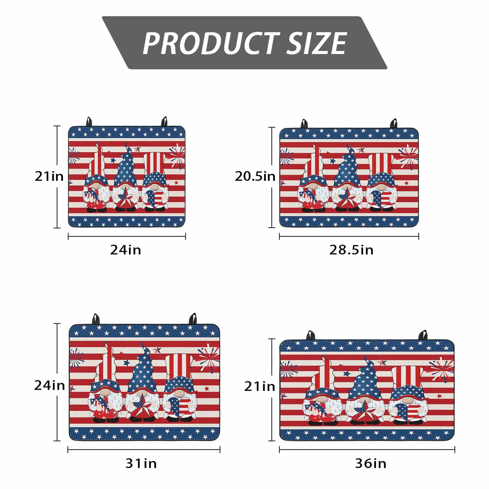 Independence Day Gnomes Stove Top Cover for Electric Stove, Heat-proof & Non Slip Glass Top Stove Cover Protector, 4th of July Red Striped Kitchen Flat Cooktop Rubber Mat 24x21 Inches