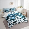 thumbnail image 3 of Feelyou Blue Bowknot Bedding Comforter Set 7pcs, Leopard Cheetah Print Queen Bedding Sets, 3 of 8