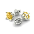 thumbnail image 2 of Clara Pucci 1Ct Yellow Round Cut VVS1 Screw Back Stud 14k Solid hypoallergenic Gold Designer Earrings For April, 2 of 7