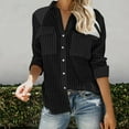thumbnail image 3 of KZKR Women's Casual Long Sleeve V Neck Blouses Stripe Print Button Shirts Loose Tunic Tops with Pocket, 3 of 3