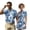 Blue Tropical Hibiscus, variant on Colorful Dog Paw Matching Golf Shirts for Couple Machine Washable Matching Couple Golf Shirts Woman Golf Sport Cloth Set Breathable Fabric for Golf,Tennis,Hiking,Running,Gym