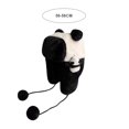 thumbnail image 2 of 1 gorro de panda para mujer, cálido para otoño e invierno, con protección para las orejas de felpa para estudiantes, 2 of 5
