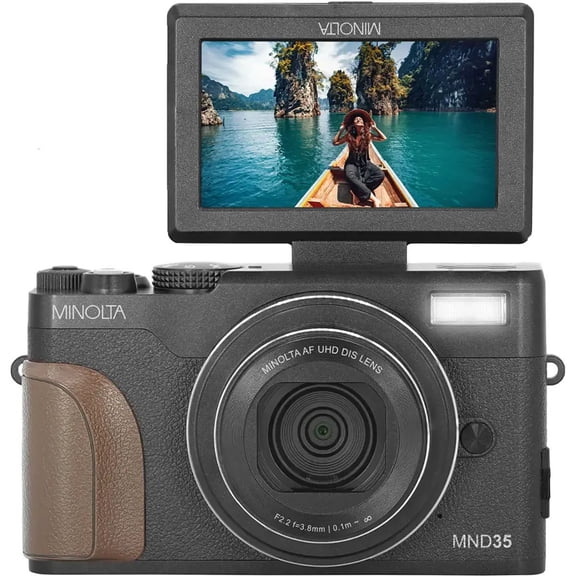 Minolta MND35 64MP 4K Ultra HD Wi-Fi Digital Camera without Memory Card, Black