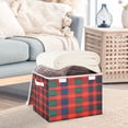thumbnail image 3 of Yayeee Collapsible Cube Storage Bin with Lid Fabric Closet Decorative Basket with Handles, Red and Blue Pattern, 3 of 7