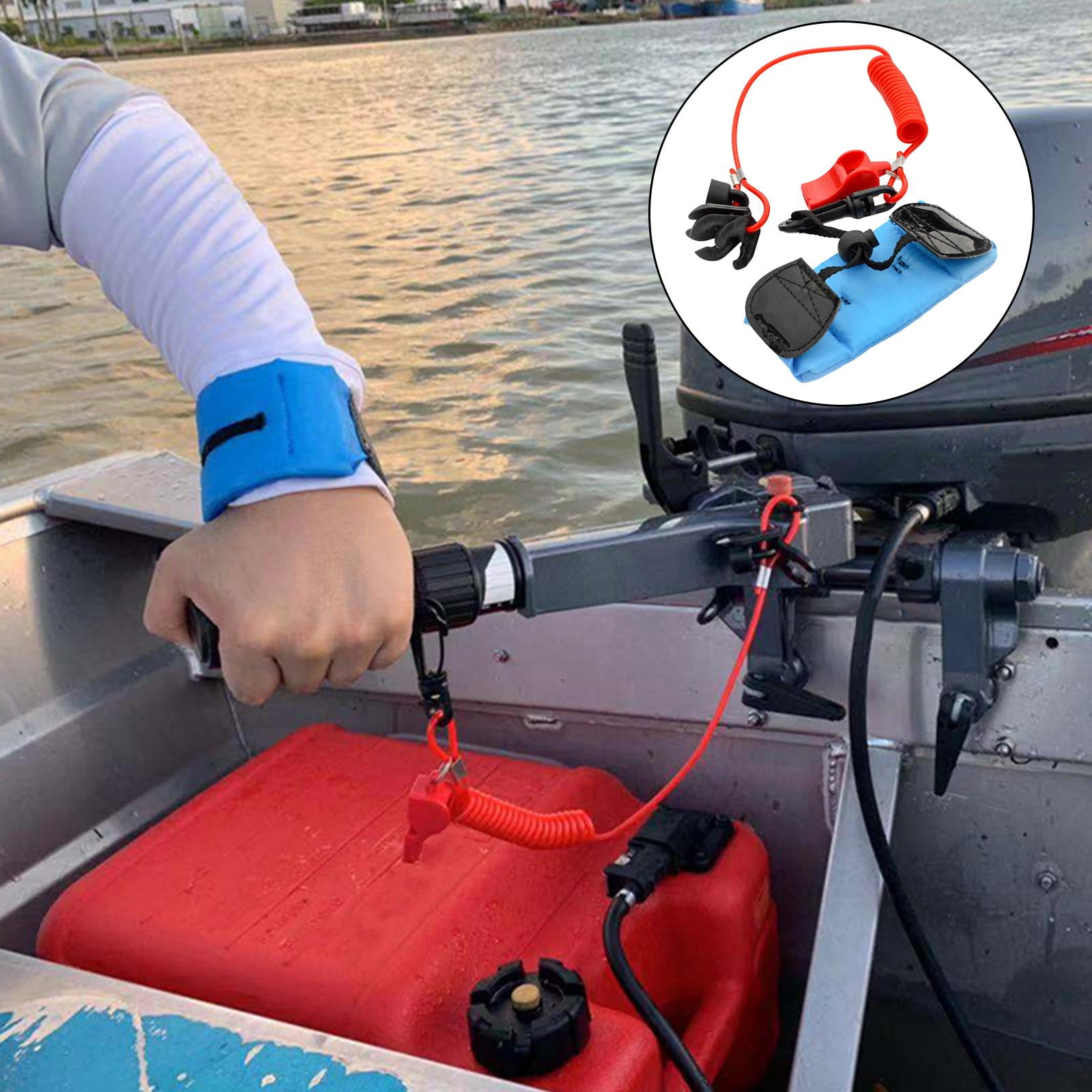 Boat Motor Kill Stop Switch Safety Tether Lanyard, with Buoyancy Wrist