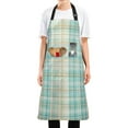 thumbnail image 5 of Blue Green Grid Chef Kitchen Apron with Pockets for Women Waterproof Aprons for Cooking Baking, 5 of 7