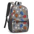 thumbnail image 2 of Baseballs and Bats Light Gray Pattern 17" Waterproof Oxford School Backpacks for Teens, S-Shape Padded Straps, for School, Travel, Hiking, Camping, 2 of 5
