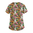 thumbnail image 5 of LTTVQM Easter Scrub Tops Women 2026 Bunny Eggs Print Cute Short Sleeve Tops Loose Fit V Neck Lightweight Scrub Tops with Pockets Pink 3XL, 5 of 5