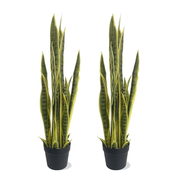 3FT artificial snake plant, Yellow tiger tail lanula suitable for both indoor and outdoor decoration.realistic shape is ideal for home, office and garden decoration.(set of 2)
