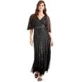 thumbnail image 1 of Adrianna Papell Robe à Paillettes pour Femmes, Noire, 16, 1 of 1