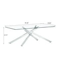 thumbnail image 6 of 47.2" Rectangular Glass Coffee Table, Holaki Modern Tempered Glass Kitchen Table with Sturdy Metal Legs, Center Table Sofa Table for Living Room Small Space, Silver, 6 of 8
