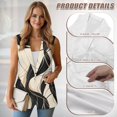 thumbnail image 5 of Psesaysky Geometric Stripes Print Vest Tops for Women V Neck Sleeveless Button Down Blazer Jacket Trendy Waistcoat Top Ladies Business Casual Outfits, Size XL, 5 of 6