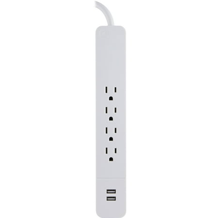 GE Pro 4 Outlet 2 USB Port Power Strip Surge Protector with 3 Ft. Extension Cord,