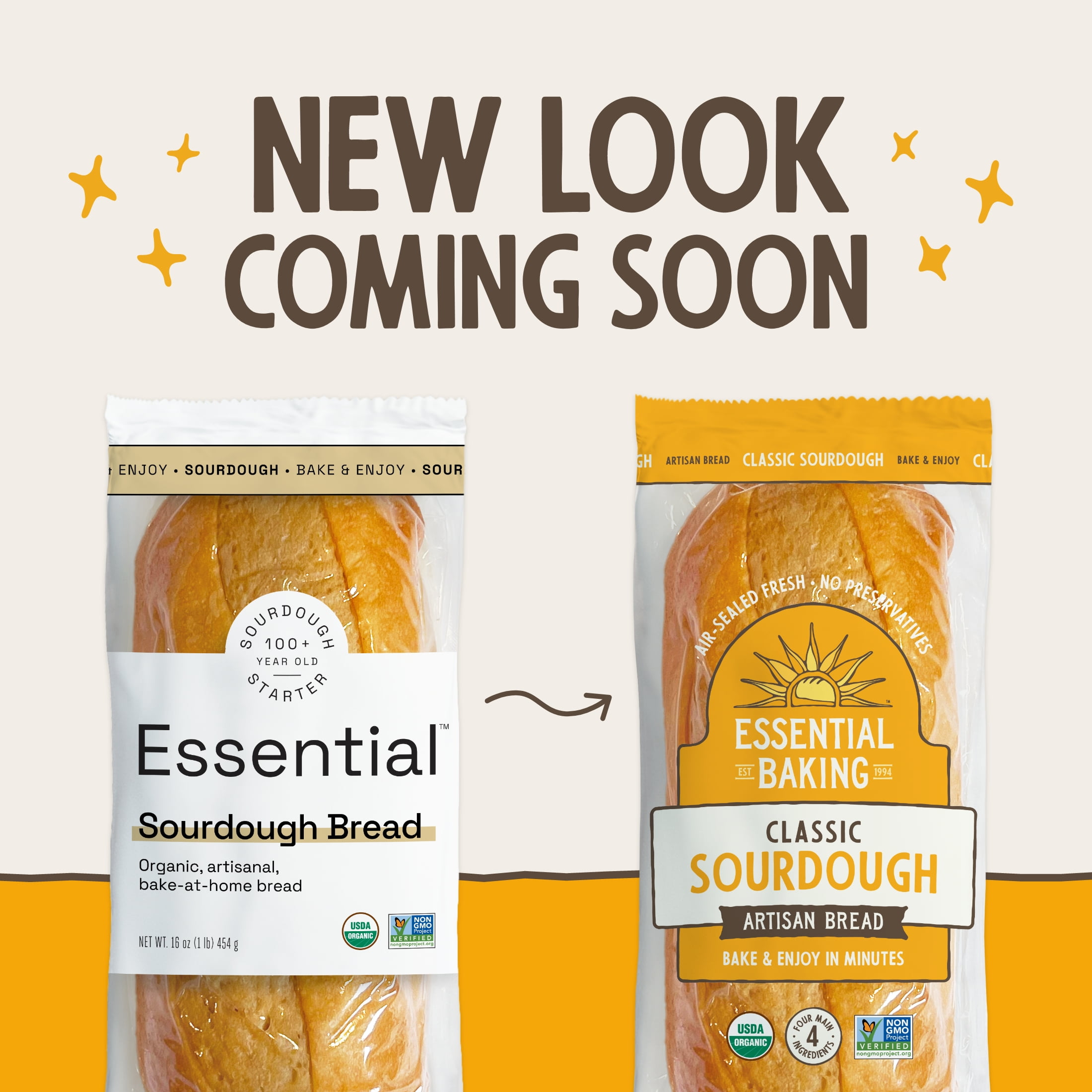 Essential Bake-at-Home Sourdough Bread, Certified Organic, Non-GMO, Shelf-Stable, 16 oz
