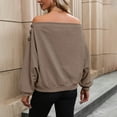 thumbnail image 4 of Fgnfyis Ladies Autumn Off Shoulder Sweatshirt Pullover Top for Casual Fashion Wear Brown S, 4 of 4
