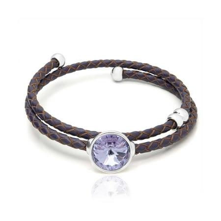 Wrap Wire Leatherette Pink Stone Bangle Bracelet