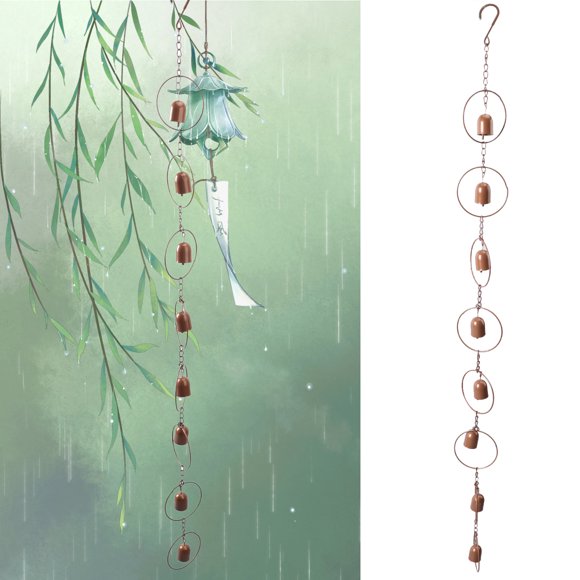 Hanging Rain Chime, Bell Shaped Beautiful Sound Delicate Home Decor Rain Chain Metal For Eave For Drainage