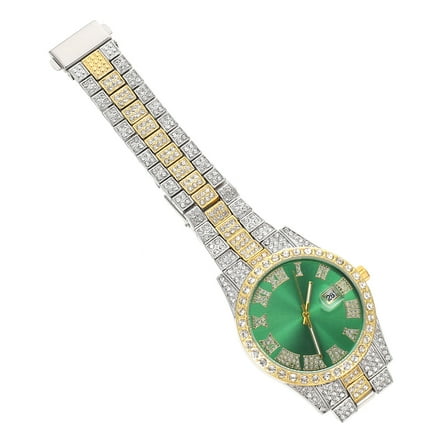 TABLZONE Men's Quartz Wristwatch with Green Dial, Stainless , Glass Lens, Stylish Business and Casual Watch