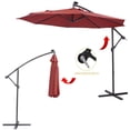 thumbnail image 6 of Outdoor Umbrella with Led Lights, 10FT Solar LED Offset Patio Umbrella, Hanging Cantilever Market Patio Umbrella with Crank, Cross Base, Backyard Offset Umbrella for Garden Pool Deck, L6078, 6 of 11