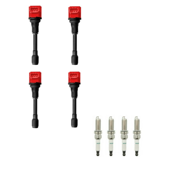 Set of 4 ISA Red Ignition Coils and Autolite Spark Plugs Compatitle with 2013-2019 Nissan Sentra 1.8L Replacement for UF509