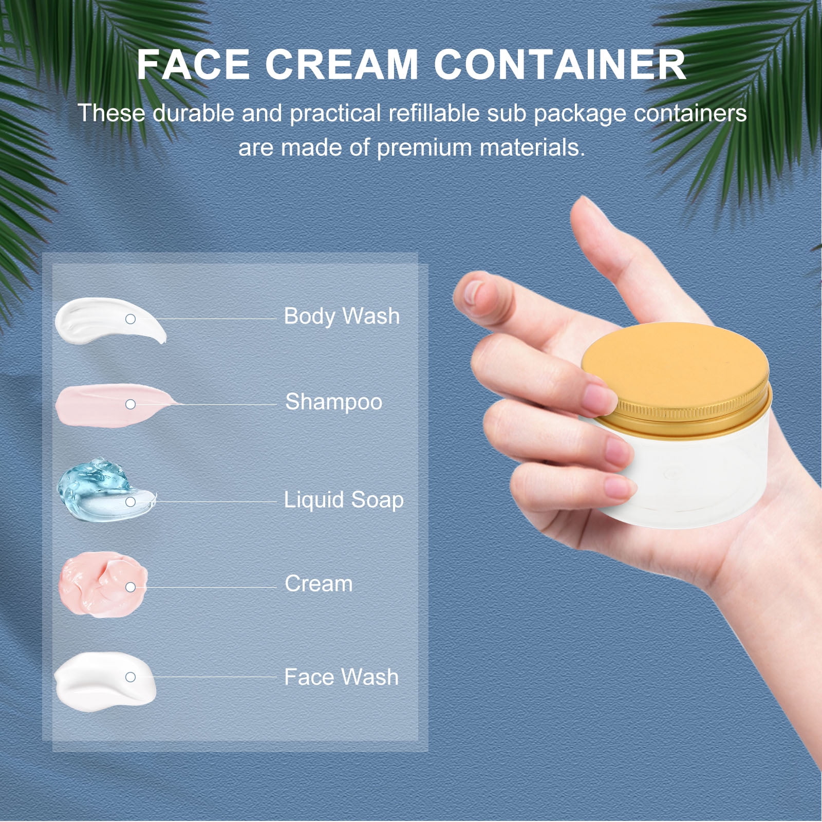 UPOUART 16pcs Skincare Containers Golden Plastic Refillable Cosmetic Protection for Travel Supply