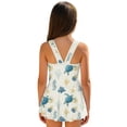 thumbnail image 5 of COEQINE Girls One Piece Swimsuit for Swim Lessons & Beach Play, Cute Swim Dress with Skirt & Liner, Scoop Neck Fixed Wide Strap V-Back Swimwear, Ages 10-11, Vintage Sea Turtle Starfish Coral, 5 of 8