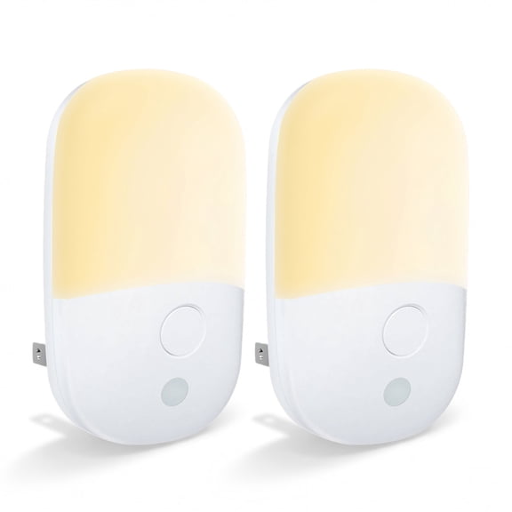 DAYBETTER LED Plug-in Night Light, 2-Pack Dimmable Warm White Wall Lamps with Auto Light Sensor, for Bedroom, Bathroom, Hallway - Kids & Adults