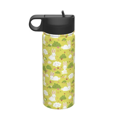 

Goofa Easter Bunny for Insulated Kettle 18oz Water Bottle Insulated Tumbler with Handle & Flip Straw - Fits in Cup Holder Leak Resistant Tumbler
