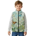 thumbnail image 5 of Xixirimido Butterfly Vibrant Floral Pattern Kids Zip-up Vest for Girls Boys Sleeveless Fleece Vest with Pockets Stand Collar Jacket Kids Fall Winter Outwear for 3T, 5 of 7