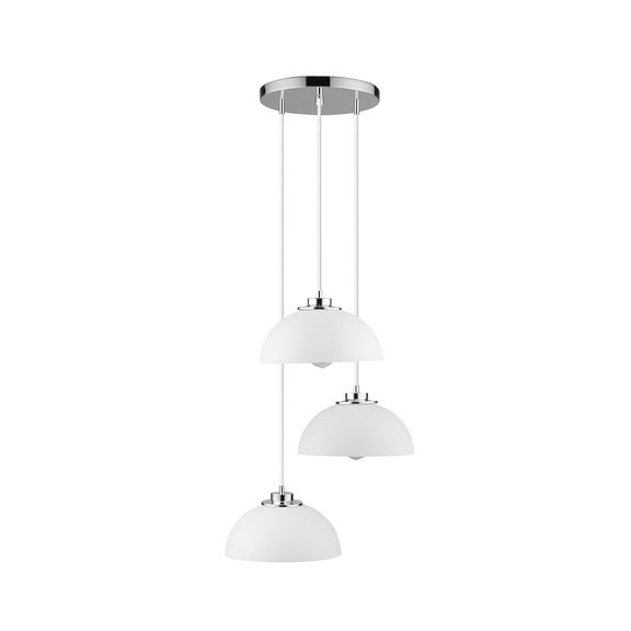 Globe Electric 61094 Novogratz x Globe Tribeca 3-Light Cascading Pendant Light - Chrome Accents, White Shades