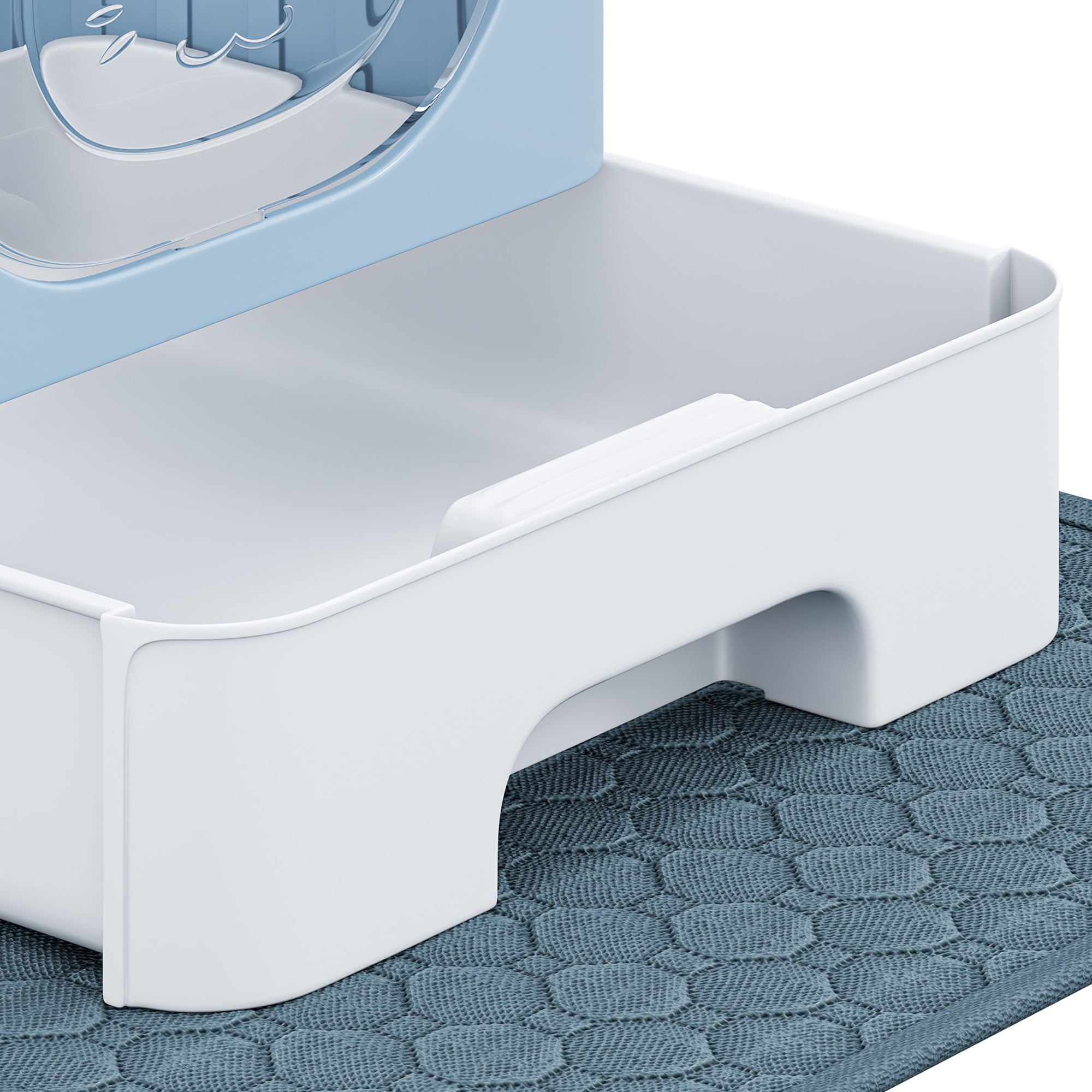 Uforic Large Enclosed Cat Litter Box with Mat and Litter Scoop,Cat Toilet Box with Lid Drawer Type Easy to Clean,Blue