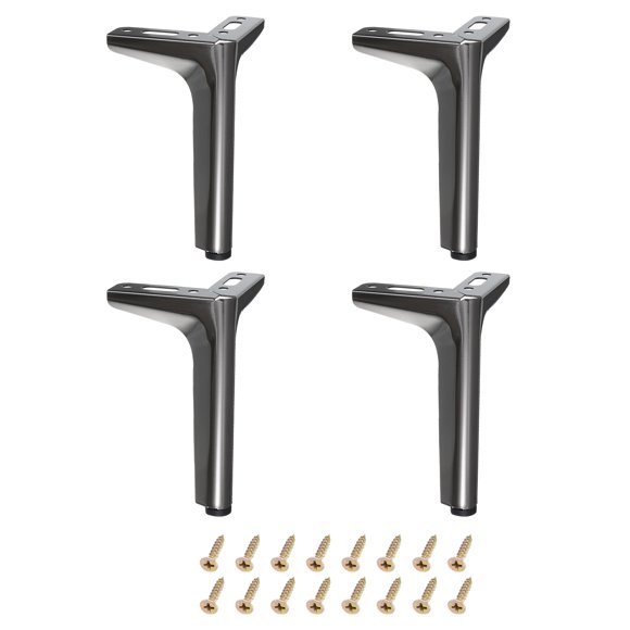 Unique Bargains Pieds de Meuble, Lot de 4 5 Pouces - Pieds Triangulaires en Acier au Carbone pour Canapé Table de Chevet (Noir Métallique)